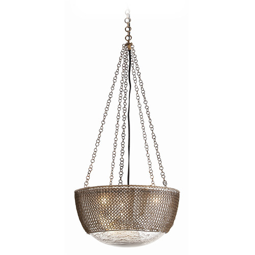 Arteriors Home Lighting Chainmail Pendant in Brass with Mercury Glass by Arteriors Home DK42043