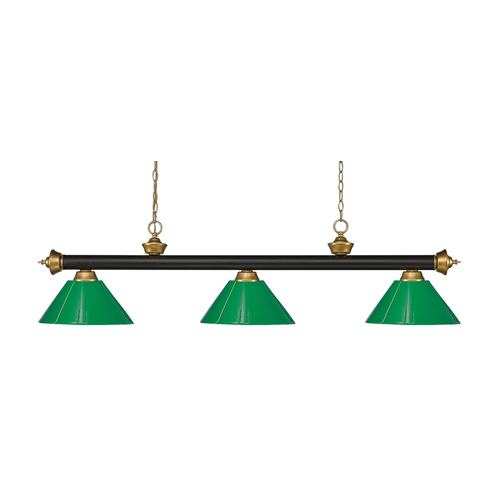 Z-Lite Riviera Bronze & Satin Gold Billiard Light by Z-Lite 200-3BRZ+SG-PGR