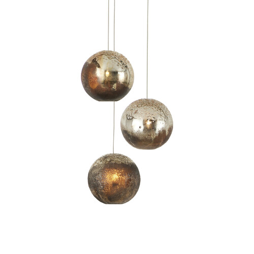 Currey and Company Lighting Pathos 3-Light Multi-Light Pendant in Silver & Gold by Currey & Co 9000-1013
