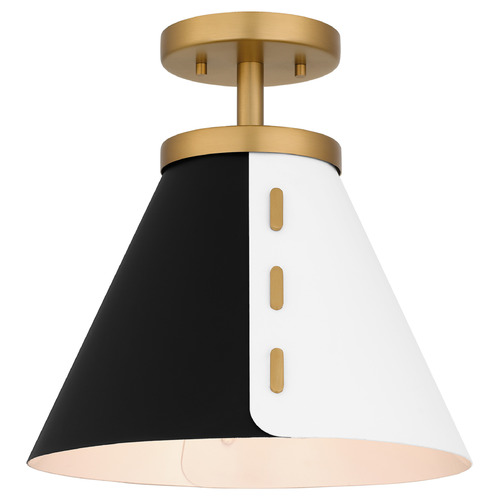 Quoizel Lighting Quoizel Lighting Trette Brushed Weathered Brass & Black & White Semi-Flushmount Light QSF6224BWS