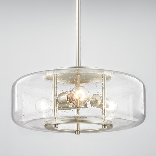 Design Classics Lighting Modern Seeded Glass Pendant Light with 3 Lights Satin Nickel Finish 1810-09