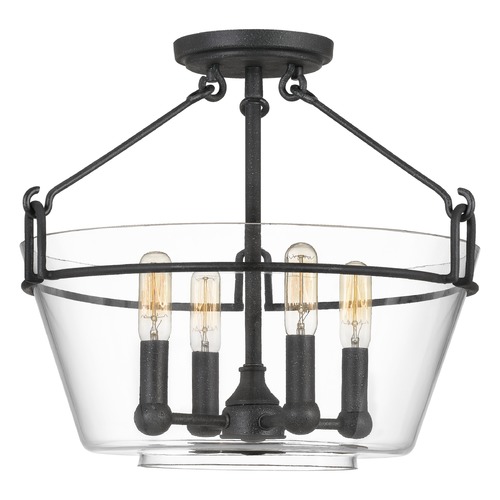 Quoizel Lighting Wells Grey Ash Semi-Flush by Quoizel Lighting WEL1717GK