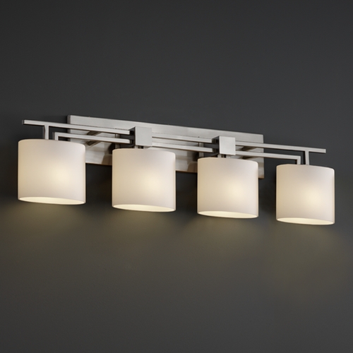 Justice Design Group Fusion Collection Bathroom Light by Justice Design Group FSN-8704-30-OPAL-NCKL