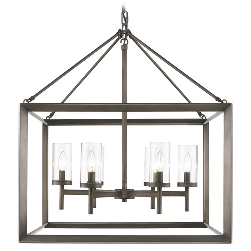 Golden Lighting Smyth 26.50-Inch Hanging Lantern in Gunmetal Bronze by Golden Lighting 2073-6 GMT
