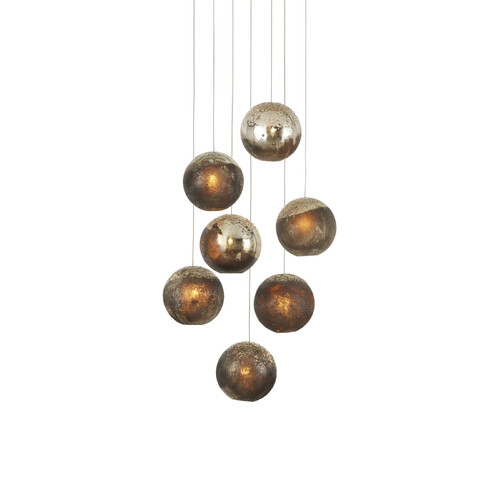 Currey and Company Lighting Pathos 7-Light Multi-Light Pendant in Silver & Gold by Currey & Co 9000-1014