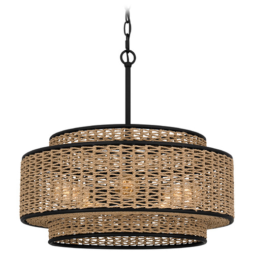 Quoizel Lighting Quoizel Lighting Quoizel Pendant Matte Black Pendant Light with Drum Shade QP6161MBK