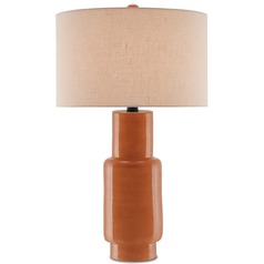 Currey and Company Janeen Orange / Satin Black Table Lamp with Drum Shade