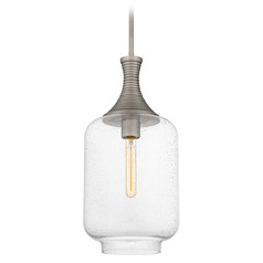 Quoizel Lighting Langley Antique Nickel Mini-Pendant Light with Cylindrical Shade
