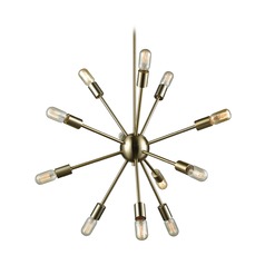 Mid-Century Modern Chandelier Brass Delphine by Elk Lighting
