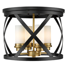 Malcalester Matte Black & Olde Brass Flush Mount by Z-Lite