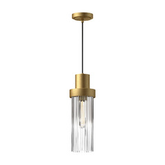 Kent Fluted Glass Mini Pendant in Brushed Gold by Alora Lighting