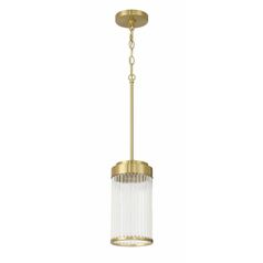 Craftmade Lighting Whittley Satin Brass Mini-Pendant Light with Cylindrical Shade