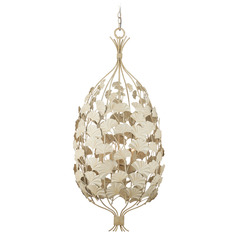 Currey and Company Maidenhair Antique Pearl Pendant Light with Oblong Shade
