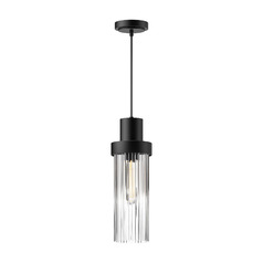 Kent Fluted Glass Mini Pendant in Matte Black by Alora Lighting