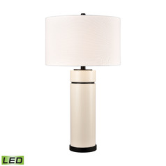 Elk Lighting Emerson White Glazed & Matte Black LED Table Lamp with Drum Shade