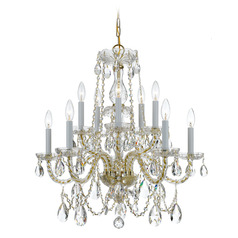 Crystorama Lighting Traditional Crystal Polished Brass Crystal Chandelier