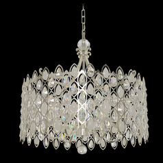 Allegri Crystal Prive Two Tone Silver Pendant Light with Drum Shade