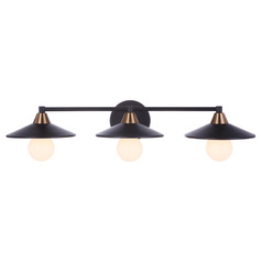Isaac Flat Black & Satin Brass Bathroom Light by Craftmade Lighting