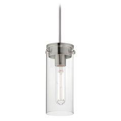 Maxim Lighting Pinn Satin Nickel Mini-Pendant Light with Cylindrical Shade