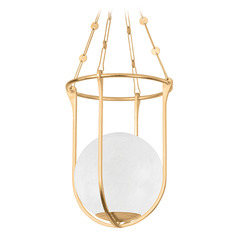 Hudson Valley Lighting Verbank Vintage Gold Leaf LED Pendant Light with Globe Shade