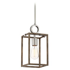 Country Estates Sun Faded Wood with Brushed Nickel Pendant by Minka Lavery