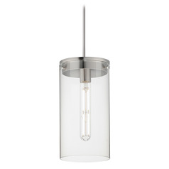 Maxim Lighting Pinn Satin Nickel Mini-Pendant Light with Cylindrical Shade