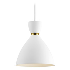 Carillon White & Satin Brass Mini Pendant by Maxim Lighting