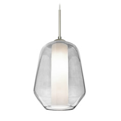 Besa Lighting Link Satin Nickel LED Mini-Pendant Light with Bowl / Dome Shade