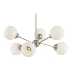 Design Classics Haus Satin Nickel Chandelier with Satin White Shades