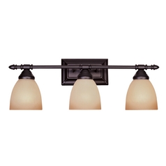 Bathroom Light with Amber Glass in Oil Rubbed Bronze Finish