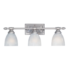 Bathroom Light with Alabaster Glass in Satin Platinum Finish