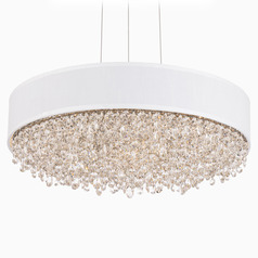 Schonbek Worldwide Lighting Eclyptix LED Polished Stainless Steel LED Pendant Light with Drum Shade