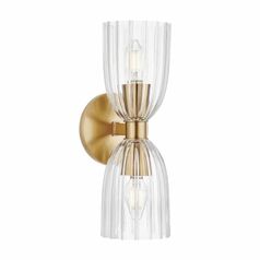 2-Light Wall Sconce in Natural Brass by Meridian