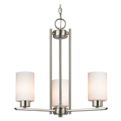 Craine 3-Light Chandelier in Satin Nickel with White Cylinder Glass