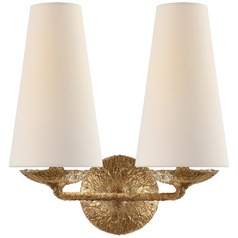 Aerin Fontaine Double Sconce in Gilded Plaster by Visual Comfort Signature