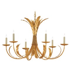 Bunny Williams Grecian Gold Leaf Chandelier by Currey & Company