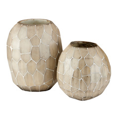 Currey and Company Runnell White & Beige & Antique Vase