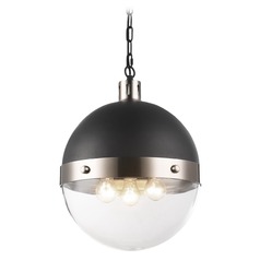 Torino Matte Black & Brushed Nickel Pendant by Matteo Lighting