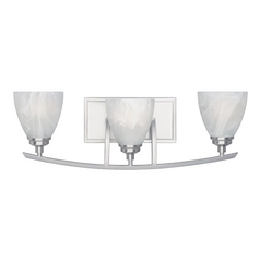 Bathroom Light with Alabaster Glass in Satin Platinum Finish
