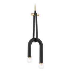 Whit Aged Brass & Black Pendant by Mitzi by Hudson Valley