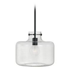 Brighton Clear Ribbed Glass Pendant in Matte Black by Capital Lighting