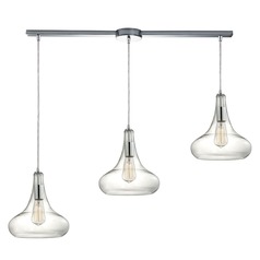 Elk Lighting Orbital Polished Chrome Multi-Light Pendant with Bowl / Dome Shade