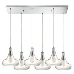 Elk Lighting Orbital Polished Chrome Multi-Light Pendant with Bowl / Dome Shade