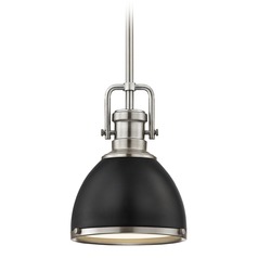 Industrial Mini-Pendant Black and Satin Nickel 7.38-Inch Wide