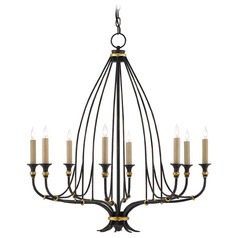 Folgate Chandelier in French Black/Gold Leaf by Currey & Company