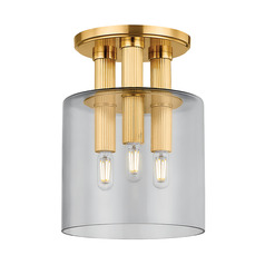 Hudson Valley Lighting Crystler Aged Brass LED Semi-Flushmount Light