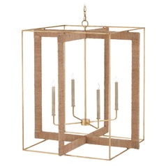 Currey and Company Purebred Gold Leaf / Natural Abaca Rope Pendant Light