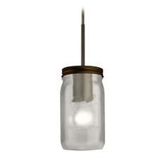 Canning Jar Light Mini-Pendant Frosted Glass Bronze