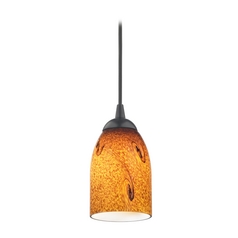 Modern Mini-Pendant Light with Brown Art Glass