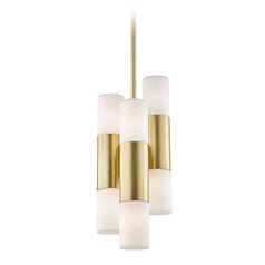 Lola Aged Brass LED Pendant with Cylindrical Shade by Mitzi by Hudson Valley